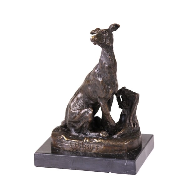 Greyhound Dog Bronze Sculpture: This dog statue has been carefully sculpted, every muscle and detail of the face and body has been attended to even the texture of the hair is evident. The dramatic depth of this sculpture is incredib