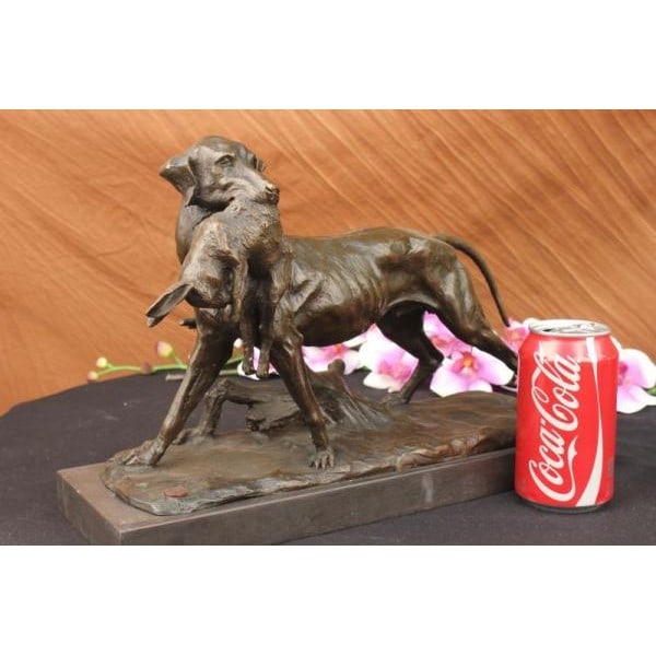 Dog Retriever Rabbit Bronze Statue (1 of 5)