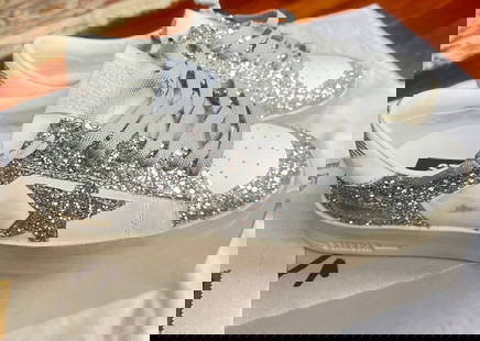 Golden Goose Woman's Sardan Sneakers with Silver Glitter: Brand New Golden Goose Woman's Sardan Sneakers with Silver Glitter. Size 39, Original Box and Golden Goose Passport.