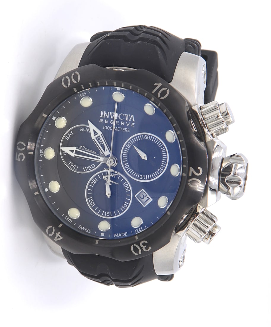 Invicta Reserve Venmo Quartz Swiss Chronograph Black Dial Watch: Invicta Reserve Venmo Quartz Swiss Chronograph Black Dial Watch. Total weight of Watch 247.50 Grams.