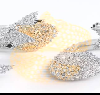 Swarovski Yellow Gold Plating Crystal March Fox Motif Ring: Swarovski Yellow Gold Plating Crystal March Fox Motif Ring. Total weight of Ring 11.90 Grams. Ring Size 7"