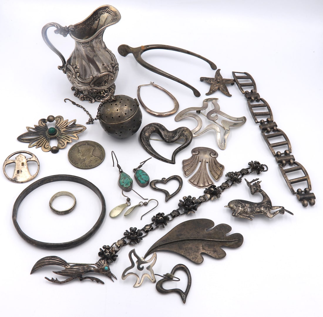 Group Lot of Heavy Vintage Sterling Silver Jewelry (1 of 10)