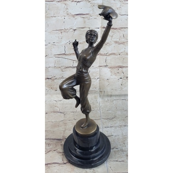 15.5" BRONZE STATUE/ SCULPTURE SIGNED BY P. PHILIPPE FREE SHIPPING FIGURINE: Artist: Paul Philippe French sculptor. Title: "Parrot Girl"Medium: Genuine Pure Bronze - Lost Wax Process (Cire Perdue)Height: 15 1/2" (As each sculpture is individually made, sizes stated are approxi