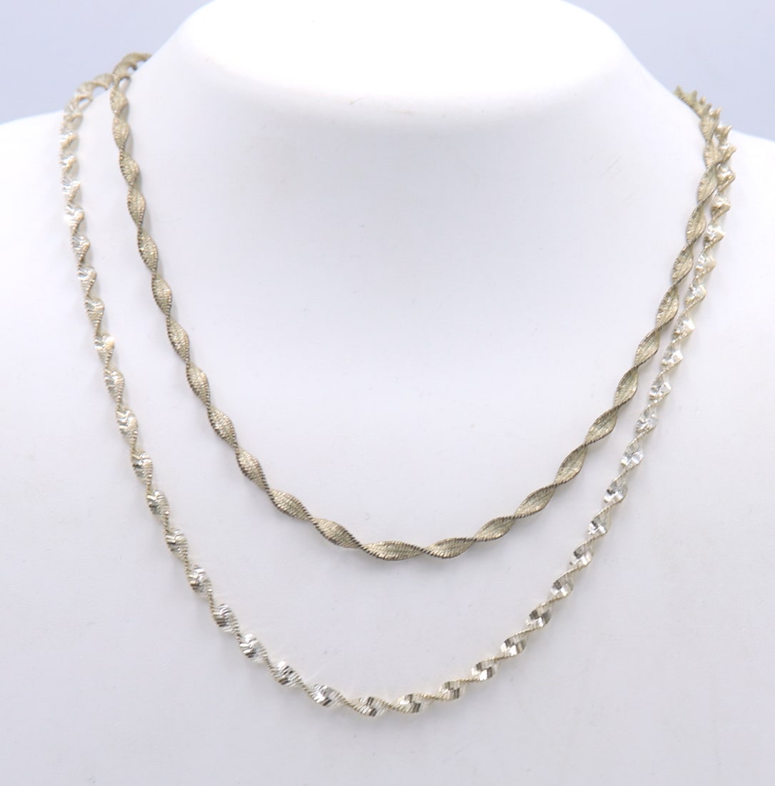 Lot of 2 Vintage Italian 925 sterling silver rope chain necklaces (1 of 6)