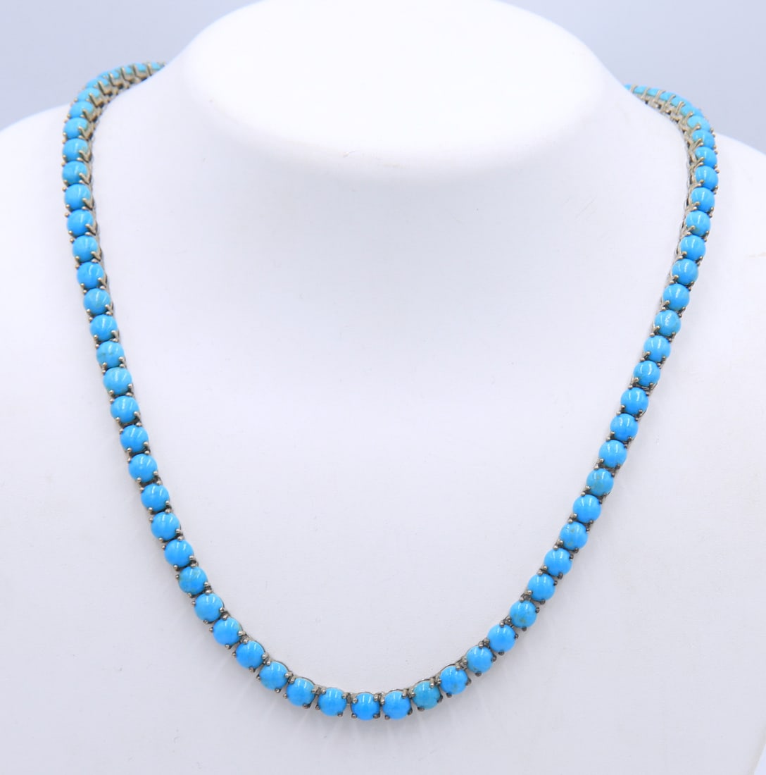 Vintage 925 sterling silver Turquoise necklace (1 of 3)