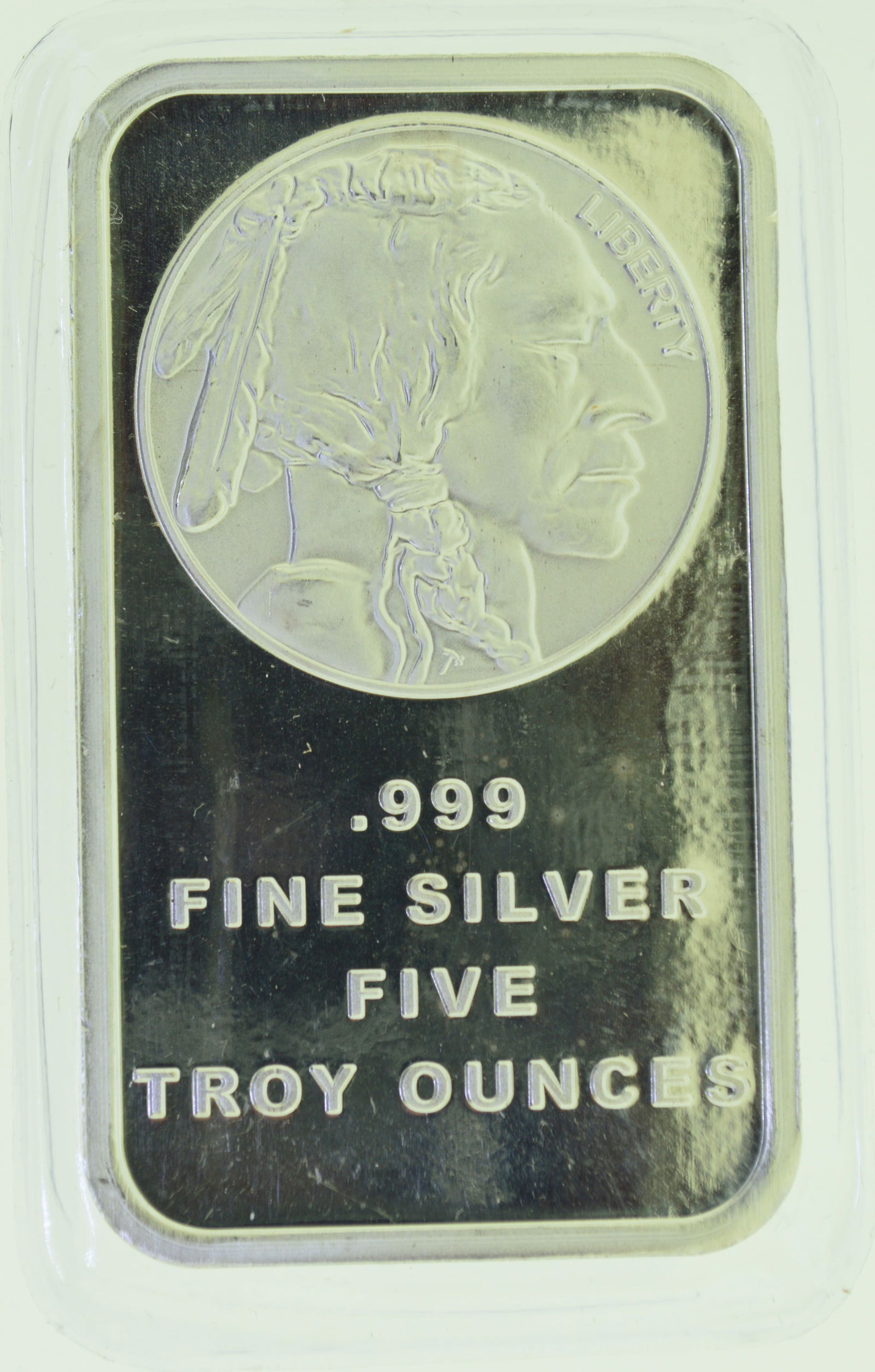 Buffalo Indian Head 5 oz .999 Silver Bar (1 of 2)