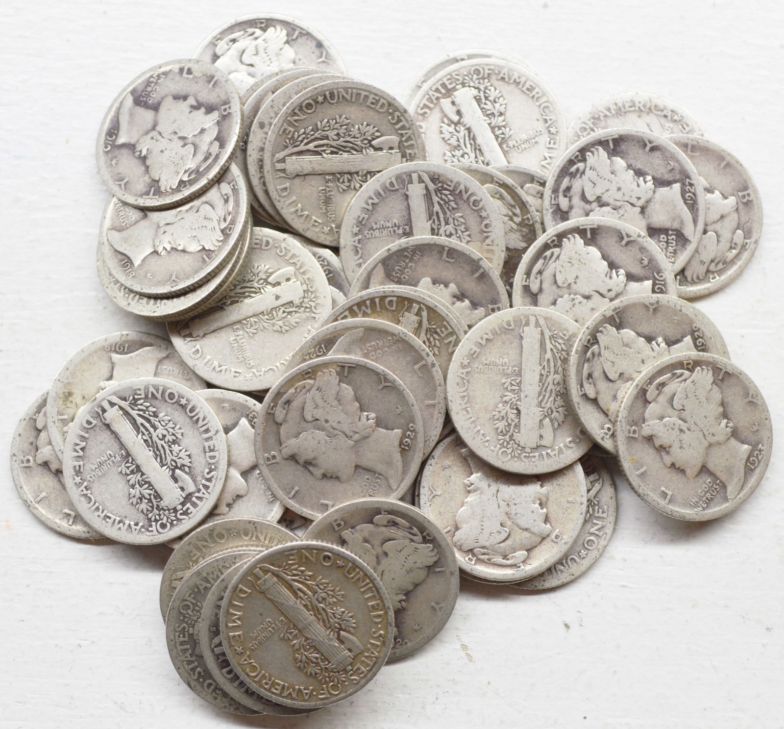 Lot of 50 assorted Old Winged-Head Mercury Dimes (1 of 3)