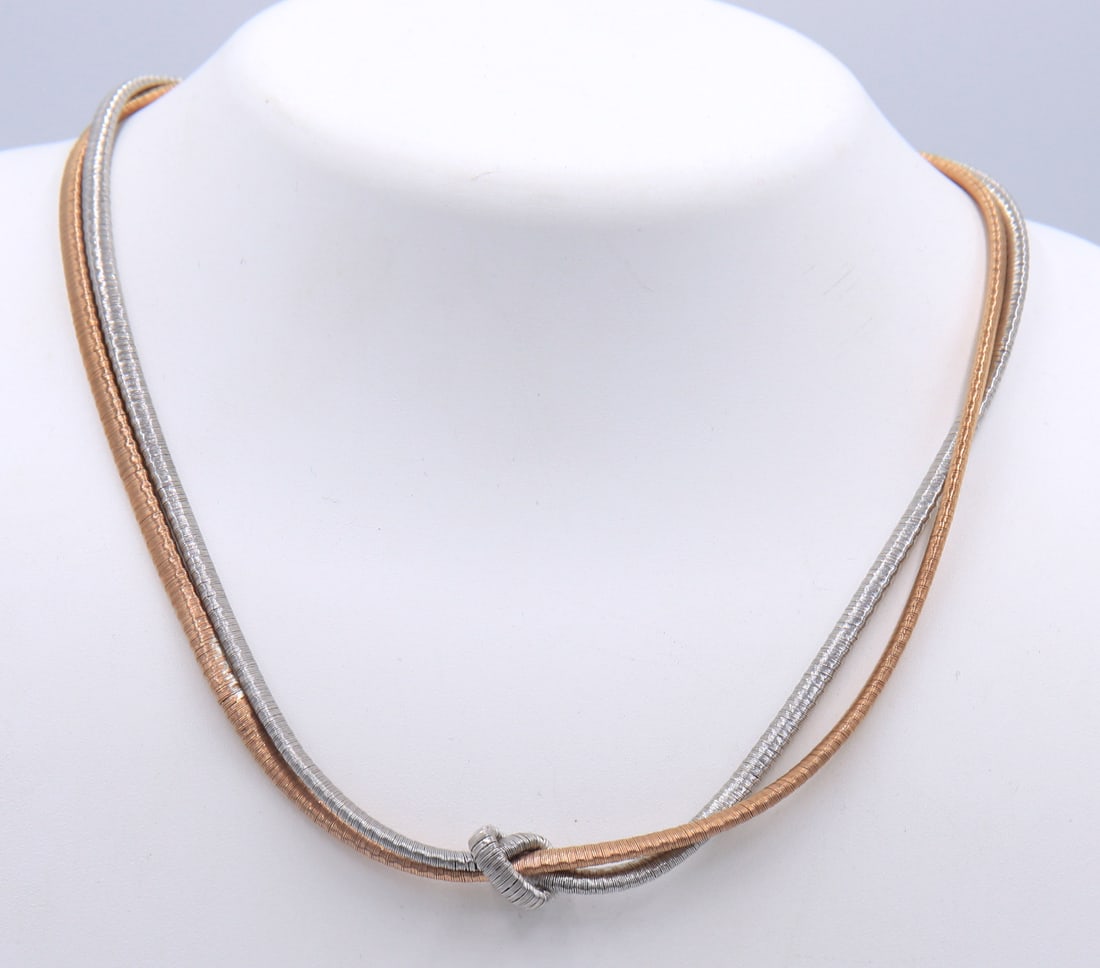 925 Sterling Silver Two Tone Knot Necklace (1 of 4)
