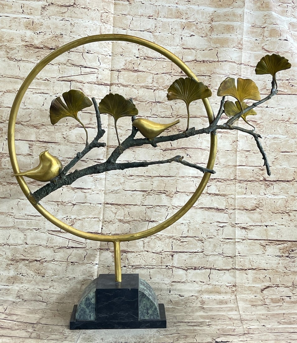 Bronze Lovebirds Christmas Gift Limited Edition. Cold Painted by Williams Sale: Condition: This sculpture is in perfect condition. Bronze Dimensions with Marble Base: Height 33" x Width 27.5" Marble Dimensions: 9" X 4" Height without base: 29" Weight : 21 LBS Inventory : 67XN3000