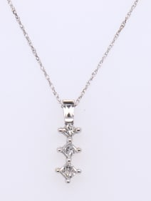 Dazzling White Gold Diamond Journey Pendant on Chain