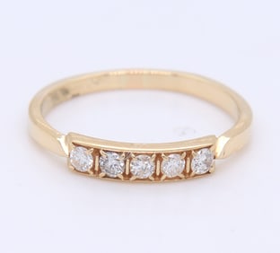 Dazzling Yellow Gold 5 Stone Diamond Band
