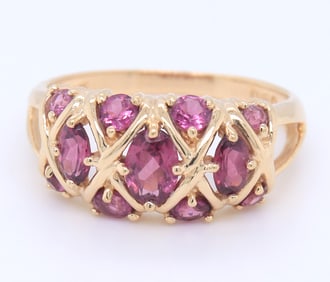 Handsome Yellow Gold Pink Topaz Ring
