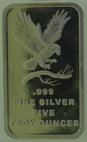 Eagle Prospector and Donkey 5 oz .999 Silver Bar