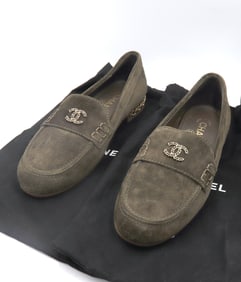 New Chanel Green Suede Shoes