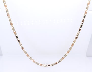 Lovely Tri Color Gold Link Chain Necklace