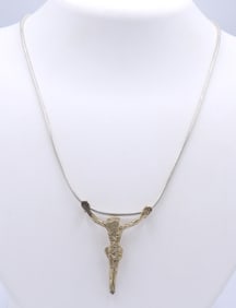 Vintage 925 Sterling Silver Crucifixion of Jesus Pendant on Chain