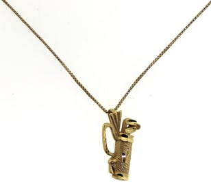 Italian 14K Yellow Gold Golf Cart Necklace