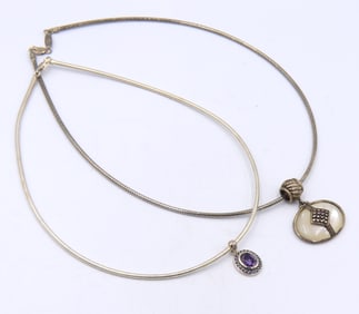 Group Lot of 2 Vintage 925 Sterling Silver Necklaces