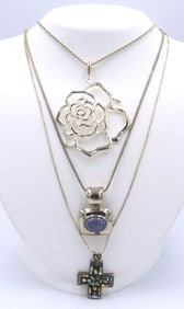 Group Lot of 3 Necklaces in Vintage 925 Sterling Silver