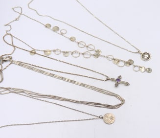 Group Lot of Vintage 925 Sterling Silver Necklaces Lot