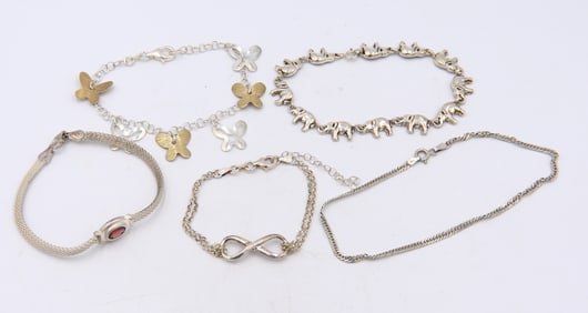 Vintage 925 Sterling Silver Lot of 5 Bracelets