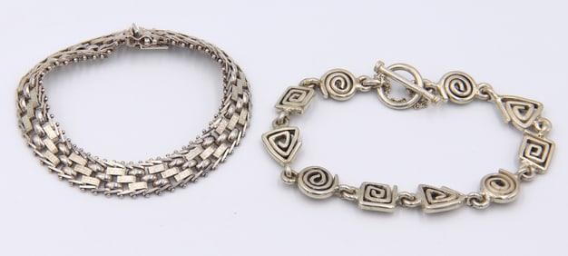 Lot of 2 Vintage 925 Sterling Silver Bracelets