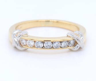 18kt Yellow Gold Channel Set Diamond X Band