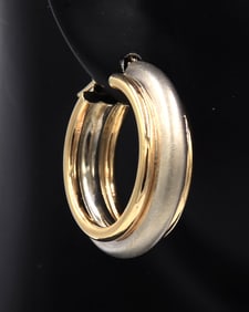 Fantastic Two Tone Gold Hoop Earrings