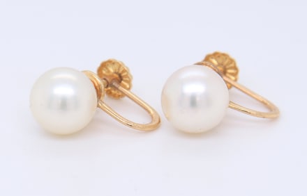 14kt Yellow Gold Fresh Water Pearl Earrings