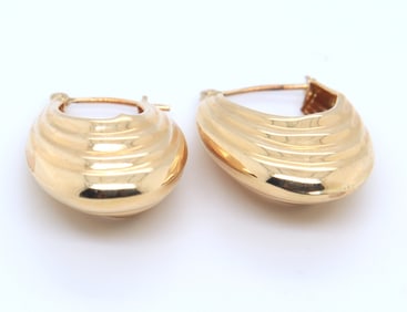 Beautiful Yellow Gold oval Shaped Earrings