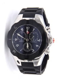 Michele Jelly Bean Tahitian Chronograph Black Rubber Watch