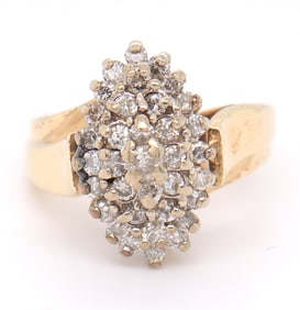 Attractive Yellow Gold Diamond Cluster Ring