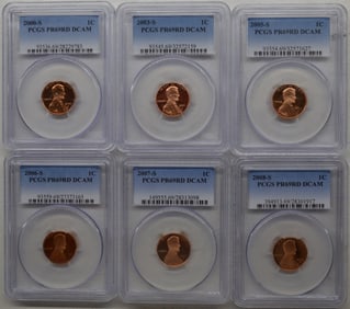 PCGS PR69RD DCAM Lincoln Penny lot of 6