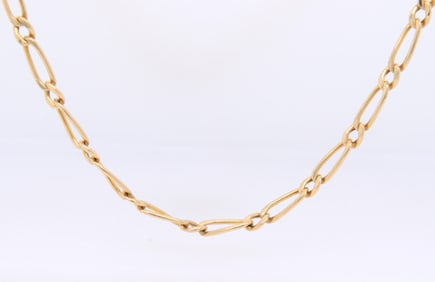 Fancy Yellow Gold Figaro Chain Necklace