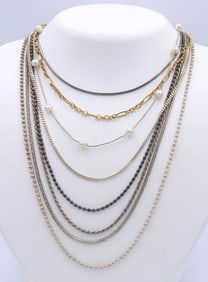 Group Lot of 8 Vintage 925 Sterling Silver Chains