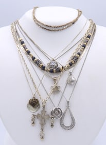 Big Group Lot of Vintage 925 Sterling Silver Necklaces