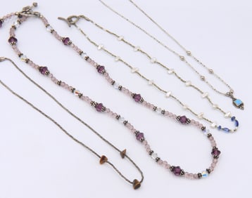 Group Lot of 4 Vintage 925 Sterling Silver Necklaces