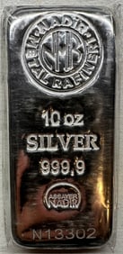 10 Troy Ounces Pure .999 Fine Silver Bar in Plastic with COA