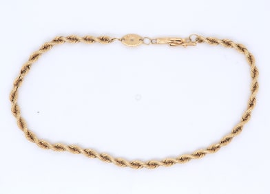14kt Yellow gold rope bracelet