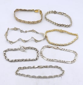 Group lot of vintage 925 sterling silver bracelets