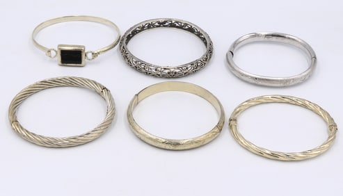 Group lot of vintage 925 sterling silver bangles