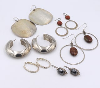 Group lot of vintage 925 sterling silver earrings