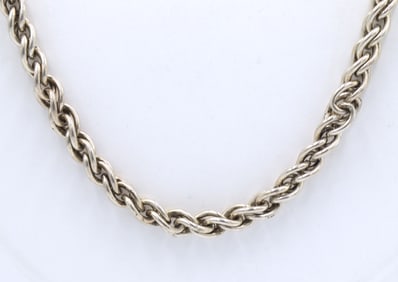 Heavy Vintage 925 sterling silver fancy link chain necklace