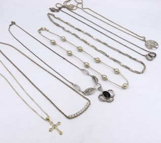 Vintage 925 sterling silver group lot of necklaces