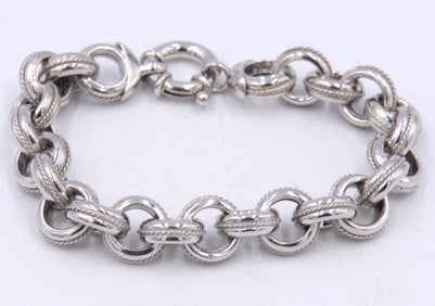 Italian Milor signed 925 sterling silver circle link bracelet