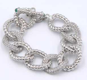 Judith Ripka CZ link bracelet in 925 sterling silver