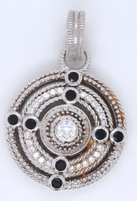 Judith Ripka 925 sterling silver CZ and black onyx pendant