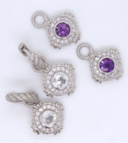 Judith Ripka 925 sterling silver dangle earrings with charms