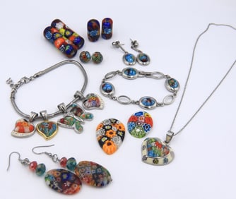 Group lot of Murano style glass mixed jewelry