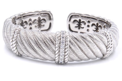 Vintage Judith Ripka CZ wide cuff bangle